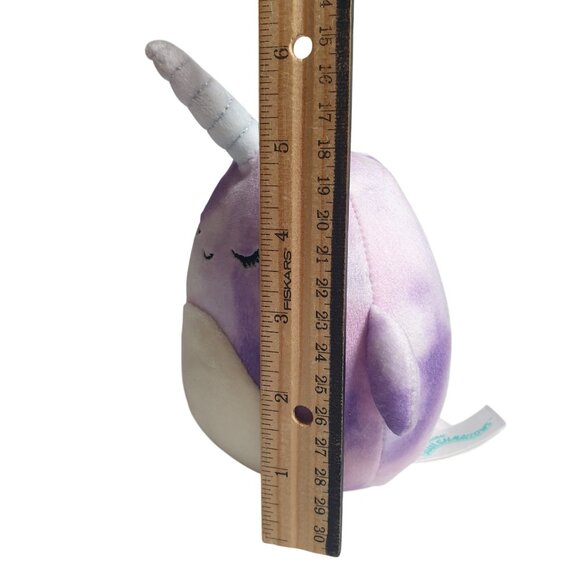Nabila Squishmallows Narwhal Plush Toy 5 In Purple White Sparkle Horn Ocean SeaT - Picture 5 of 5